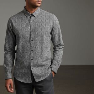 Eight X Slim Fit Floral Button Down Shirt Men’s XL Gray Black White Cotton Buckl